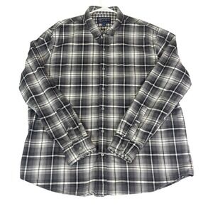 American Rag Mens XXL Plaid Button Down Shirt Black White Grey L/S Casual